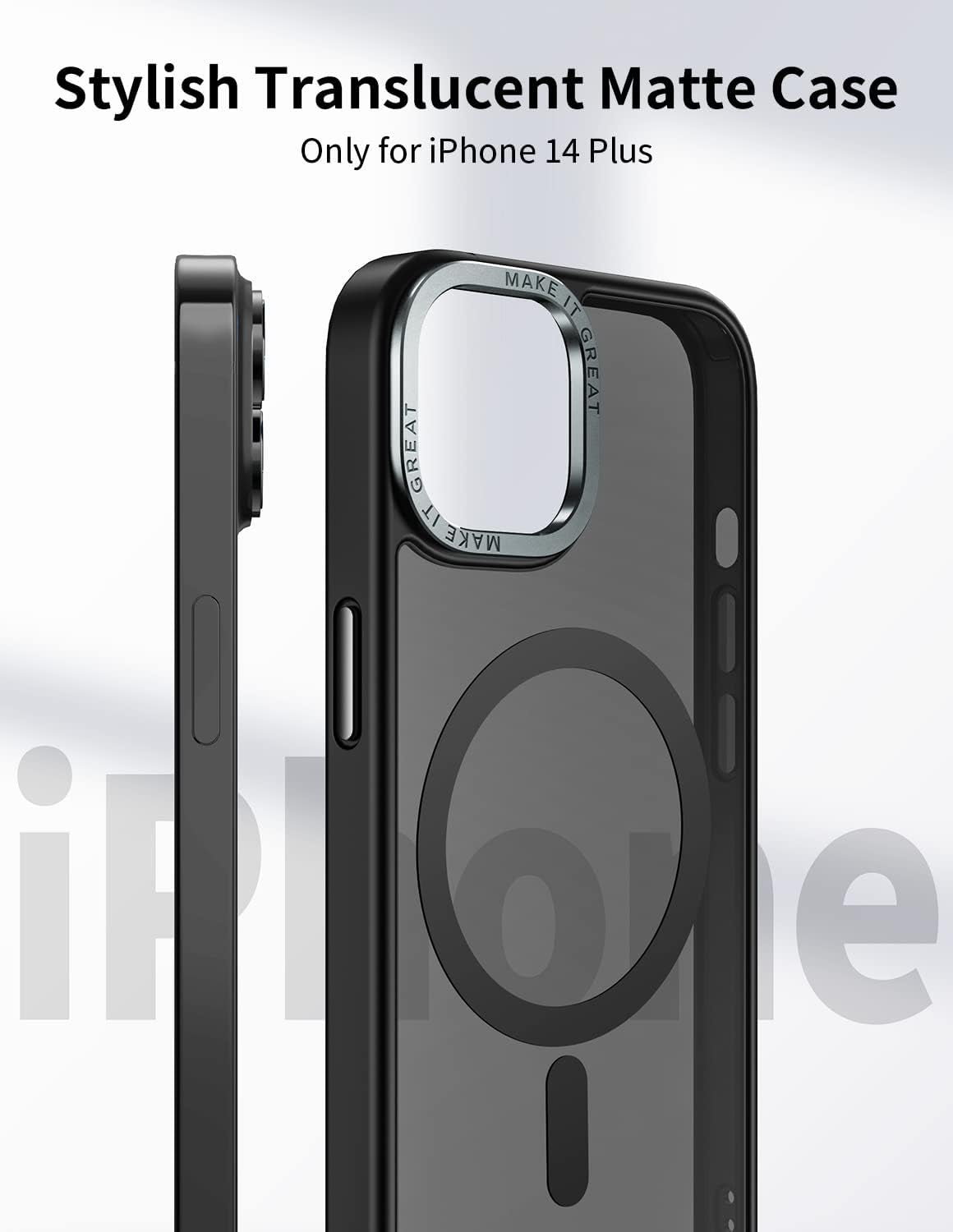 MOMAX Magnetic Phone Case, Translucent Matte Magnet Phone Case with Aluminum Alloy Camera Frame, Shockproof Iphone 14 plus Hybrid Case with Magnet, Compatible with Magsafe Case for Iphone 14 Plus  Momax Technology Ltd.   