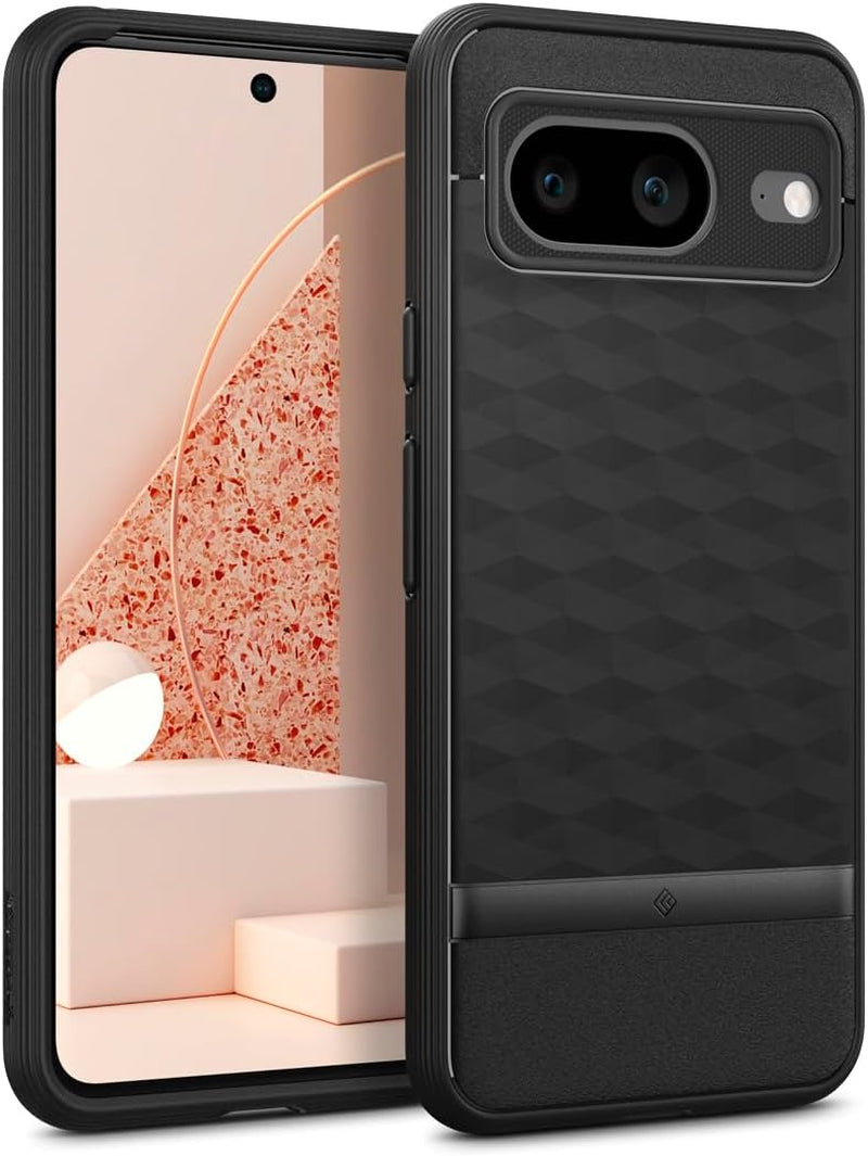 Caseology Parallax 3D Ergonomic Design Case Compatible with Google Pixel 8 Case 5G [Military Grade Drop Tested](2023) - Burgundy  Caseology Matte Black  