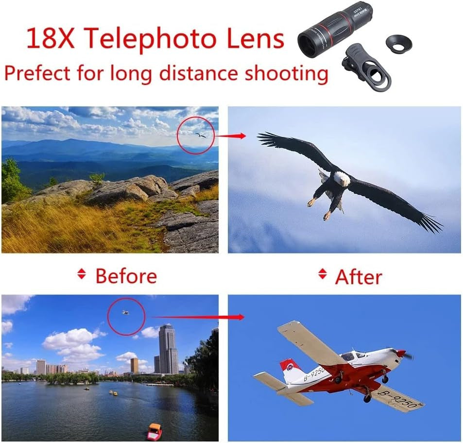 YASEZ 18X Monocular Zoom Optical Cell Phone Lens Universal for Smartphones Clip Telephoto Camera Lens  wangyuanjing   