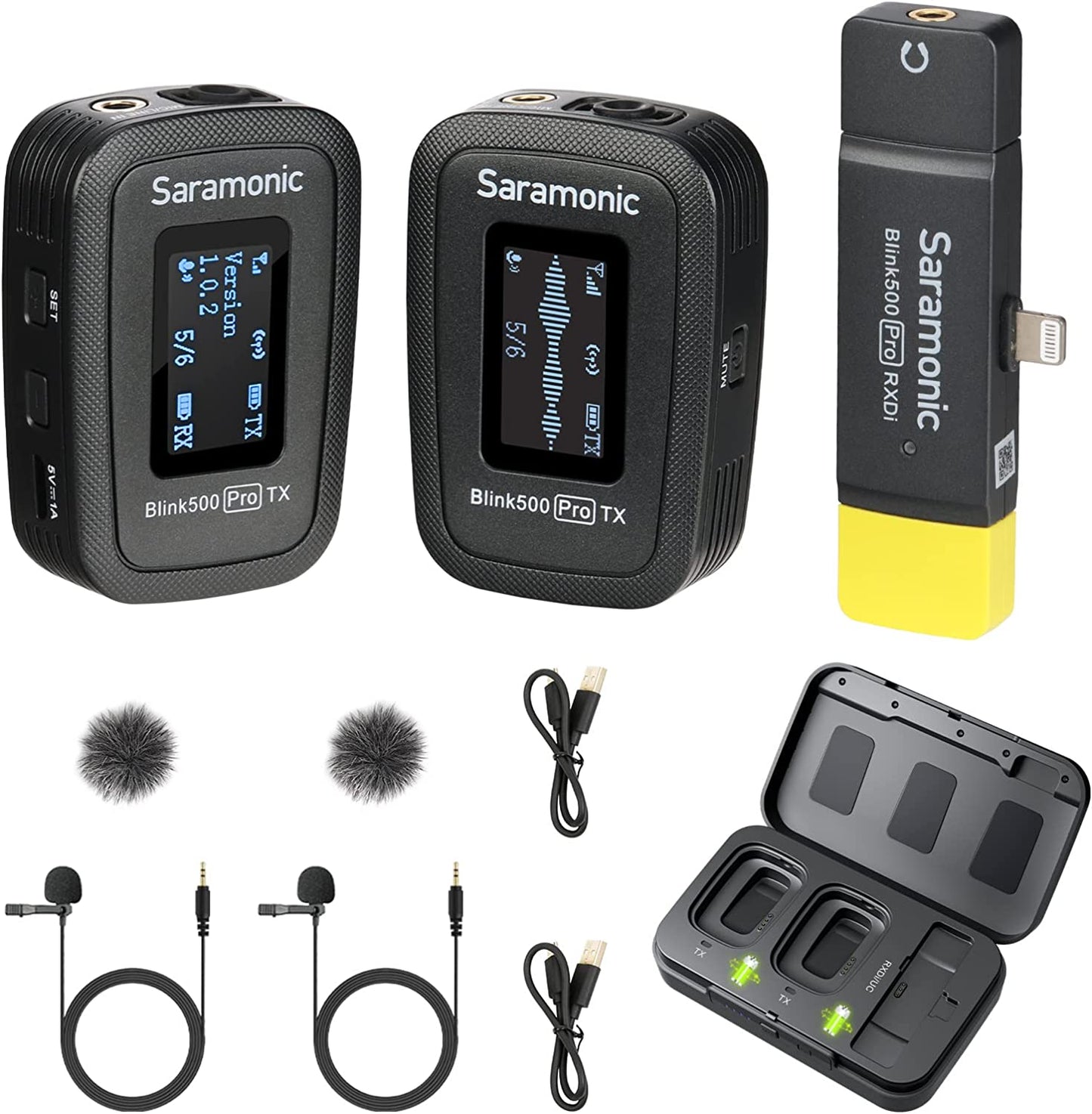 Saramonic Blink500 Pro Dual-Channel Wireless Lavalier Microphone with USB-C Receiver for USB-C Android Phone Laptop Tablet Video Audio Recording Facebook Youtube Podcast Vlog Interview (B6)  Saramonic Blink500 Pro B4  