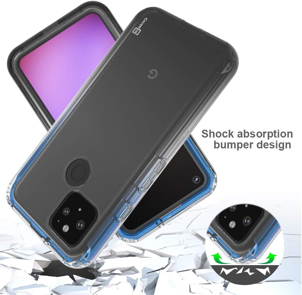 Coveron Gradient Design for Google Pixel 4A 5G Case 2020, Clear Full Body Rugged Phone Cover - Blue/Black  CoverON   