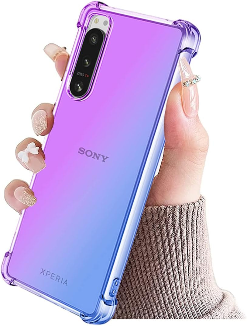 KOARWVC Case for Xperia 5 IV Case, Sony 5 IV XQCQ62B-GC Case, Crystal Clear Case Gradient Slim anti Scratch TPU Shockproof Protective Phone Cases Cover for Sony Xperia 5 IV (Purple/Blue)  KOARWVC   