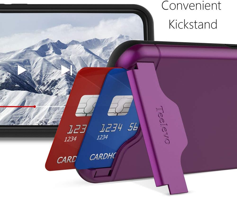 Teelevo Wallet Case for Google Pixel 5, Dual Layer Case with Card Slot Holder and Kickstand for Google Pixel 5 - Purple  Teelevo   