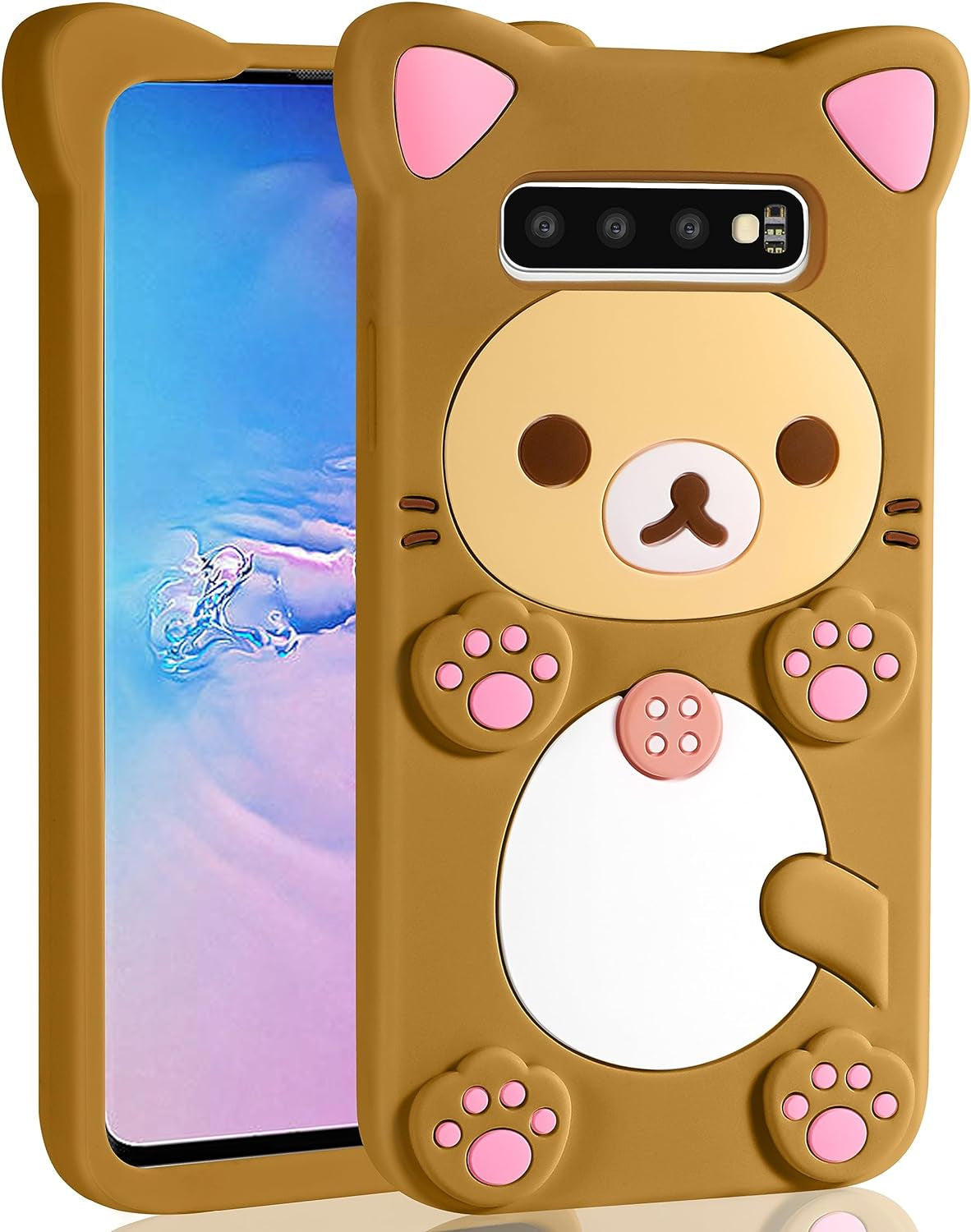 Stsnano Kawaii for Note 20 Ultra Case 3D Cute Cartoon Bear Phone Cases Fashion Cool Fun Funny Bear Soft TPU Covers for Samsung Galaxy Note 20 Ultra 5G 6.9" Silicone Cover for Women Girls Kids PK  STSNano Brown For Samsung Galaxy S10 