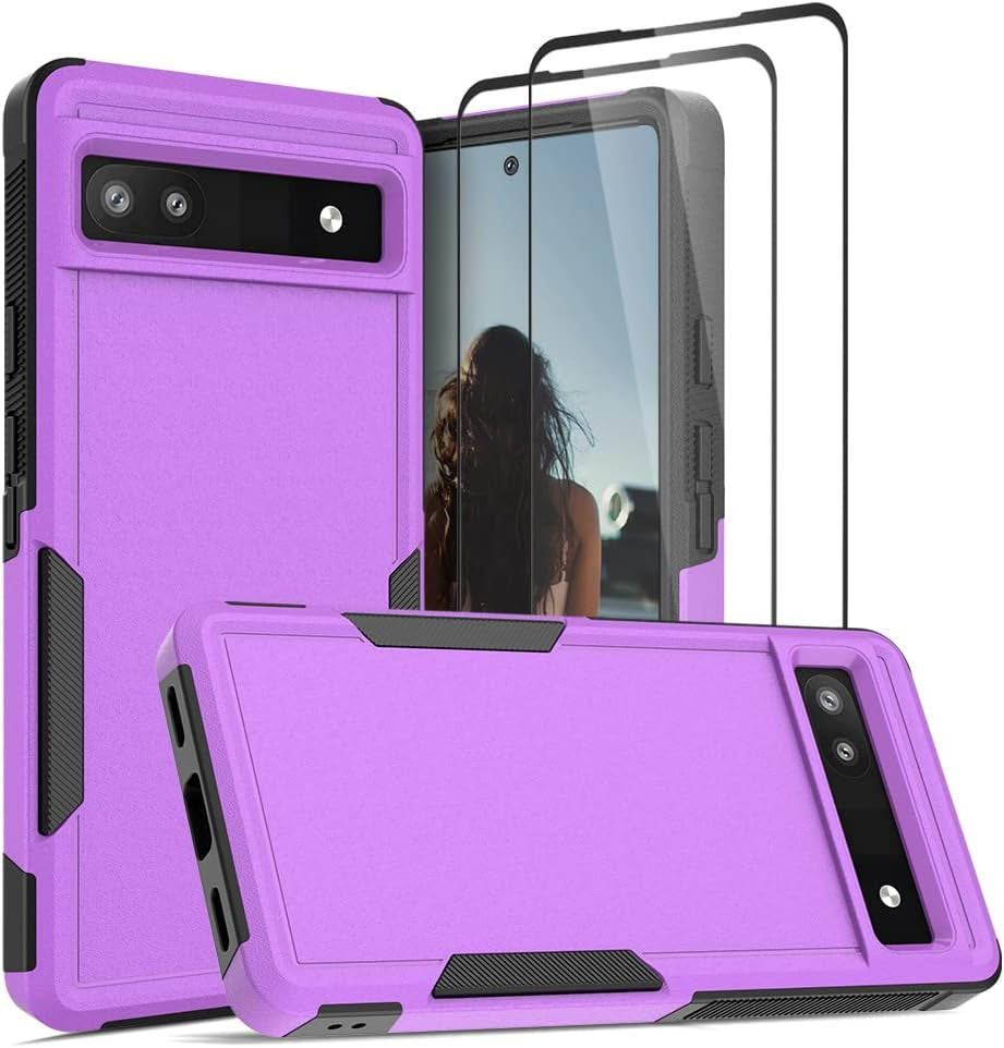 Google Pixel 6A 5G Case, [Military Grade Drop Protection] anti Scratch Matte Sturdy Cover Silicone Bumper Shockproof Slim Fit Durable Cover for Pixel 6A 5G 2022 6.1 Inch, Turquoise  Jeylly Purple  