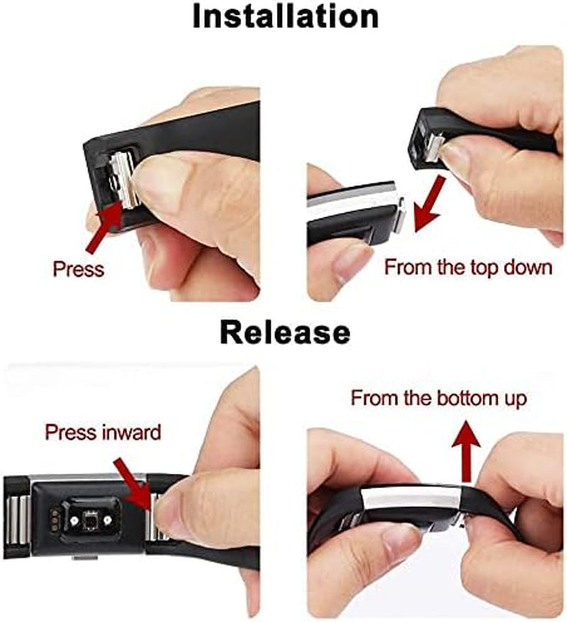 10 Pack Sport Bands Compatible with Fitbit Charge 2 Bands, Soft Silicone Replacement Wristbands for Women Men Small Large (Small, 10 Pack B)  Amzpas   