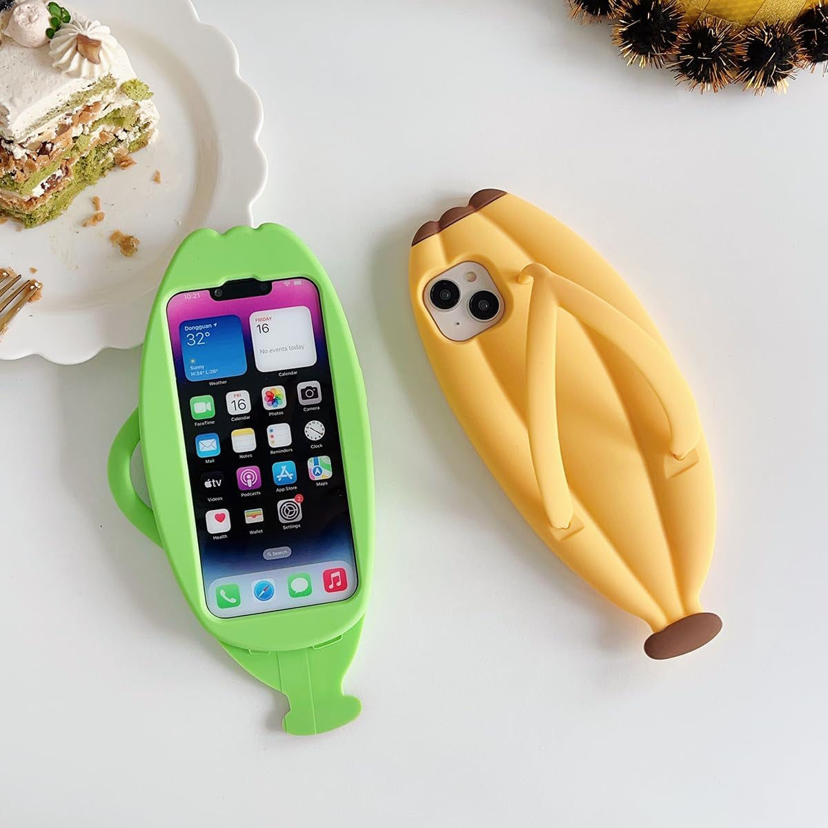 Yatchen Kawaii Phone Cases Apply to Iphone 11,Cute Cartoon Green Slippers Phone Case with Banana Flip Flops Phone Case 3D Case Soft Silicone Protctor Women Girls for Iphone 11  Yatchen   