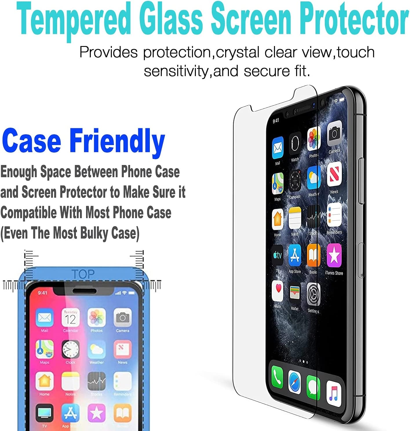 Iphone 12 Pro Max Phone Case, with [Tempered Glass Screen Protector Included] STARSHOP Military Grade Dual Layers Shockproof Drop Protective with Built-In 360° Rotate Metal Ring Kickstand - Black  STARSHOP   