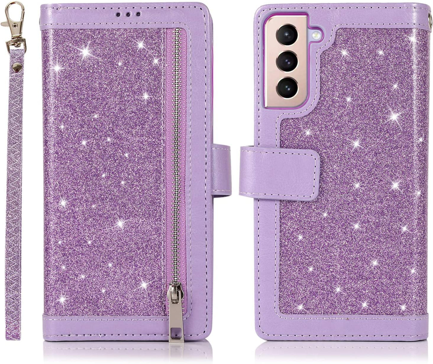 EYZUTAK Wallet Case for Samsung Galaxy Note 20 5G,Magnetic Handbag Zipper Pocket PU Leather Flip with 9 Card Slots and Wrist Strap Folio TPU Inner Stand Case for Note 20 5G - Black  EYZUTAK Purple Samsung Galaxy Note 20 Ultra 5G 