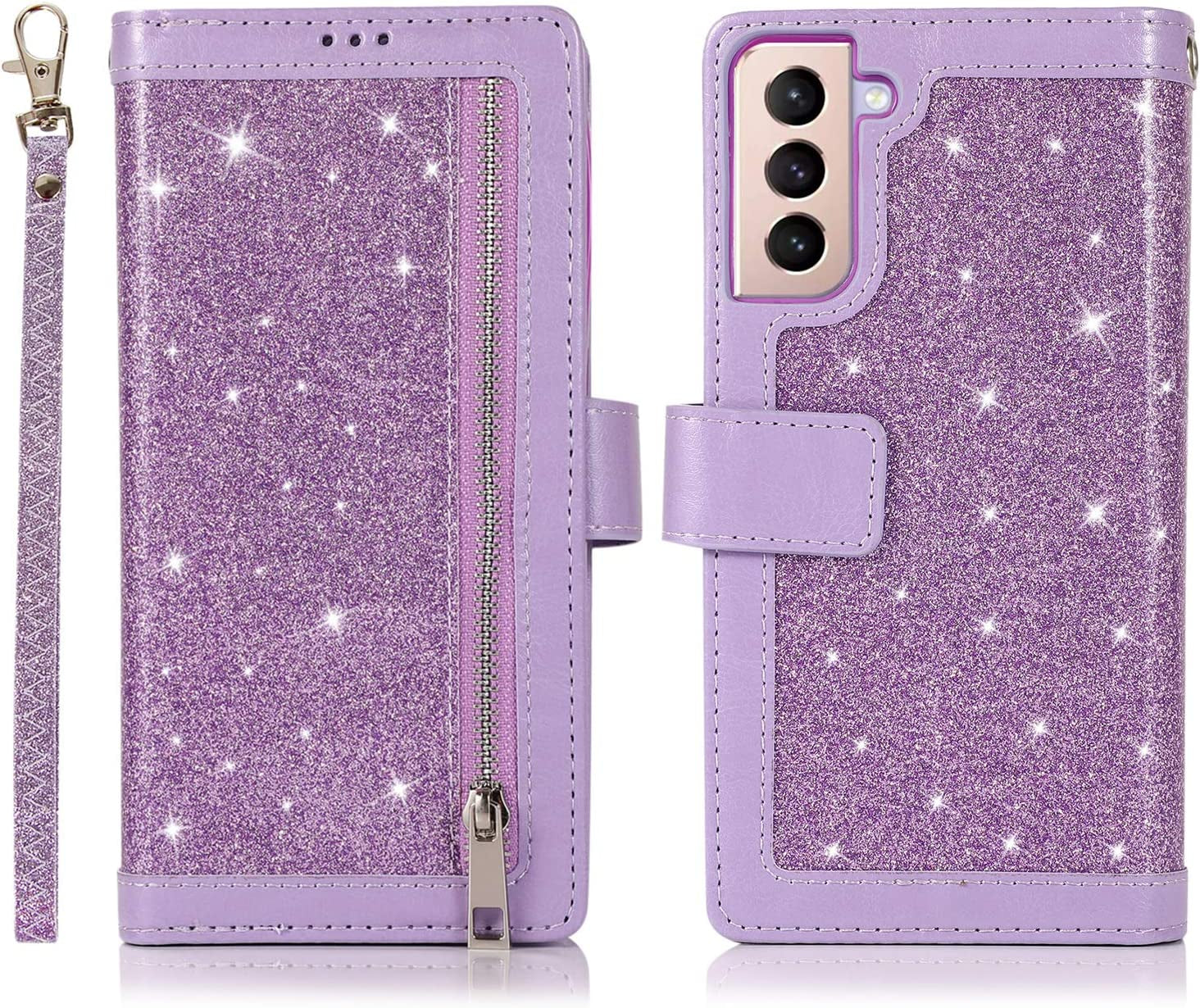 EYZUTAK Wallet Case for Samsung Galaxy Note 20 5G,Magnetic Handbag Zipper Pocket PU Leather Flip with 9 Card Slots and Wrist Strap Folio TPU Inner Stand Case for Note 20 5G - Black  EYZUTAK Purple Samsung Galaxy Note 20 Ultra 5G 