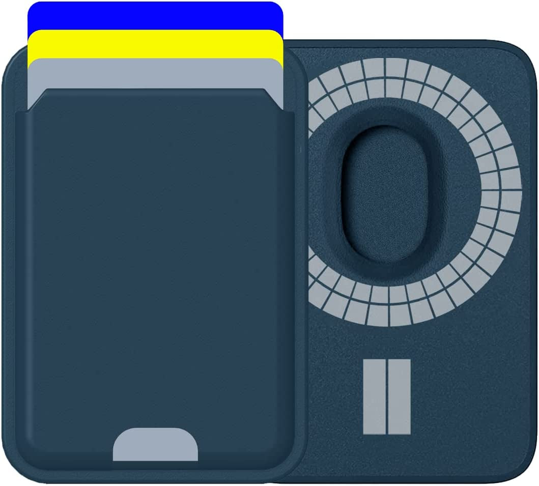 Magnetic Card Holder Designed for Magsafe Wallet, Designed for Iphone 12 13 14 15 Pro Max Mini, Highimitation Leather, Strong Magnet on Back, Quick Access (3 Cards, Dark Cherry)  Python Trend One 3 Cards, Blue  