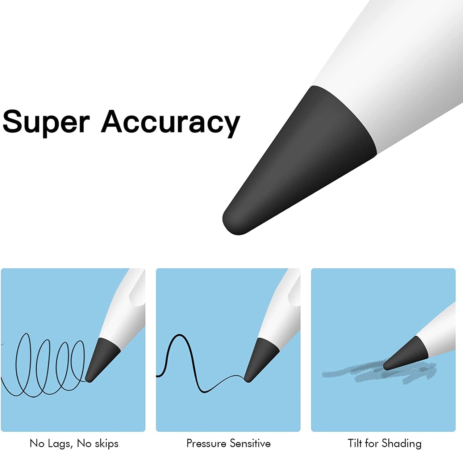 MEKO 4 Pack Replacement Tips for Apple Pencil 1St Gen & 2Nd Gen, Pen Nibs for Ipad Pro Pencil- Black  MEKO   