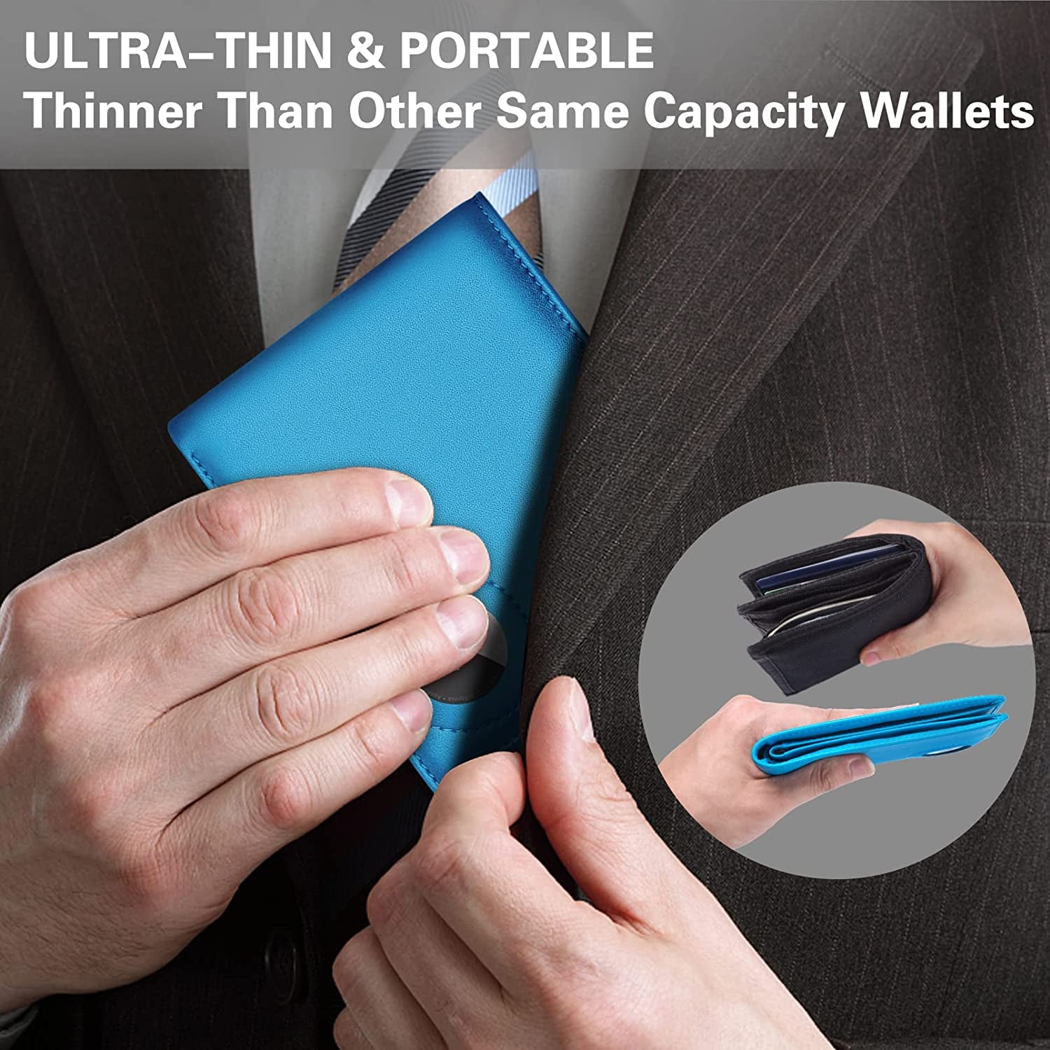 Roll over Image to Zoom in GIPUSSON Men'S Leather Slim Bifold Wallet RFID Blocking Front Pocket Wallets for Men with Stylish Gift Box  GIPUSSON   