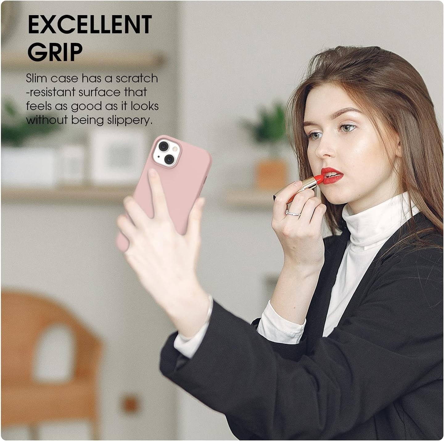 ABITKU Compatible with Iphone 13 Case 2021, Liquid Silicone Soft Gel Rubber Full Coverage Body [With Screen & Camera Protection] Shockproof Drop Phone Case Cover 6.1 Inch (Pink)  ABITKU   