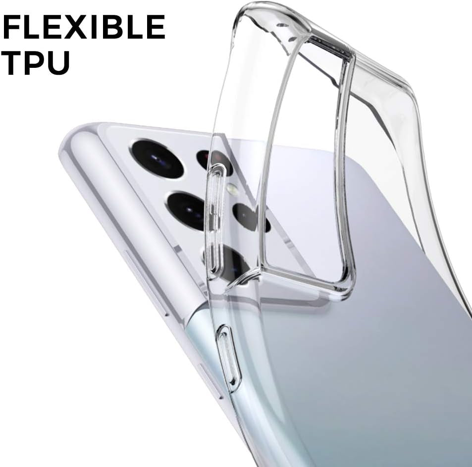 Aeska TPU for Samsung Galaxy S21 Ultra Case Clear, Ultra [Slim Thin] Flexible Clear TPU [Scratch-Resistant] Gel Rubber Soft Silicone Protective Phone Case Cover for Galaxy S21 Ultra 5G (Clear)  Aeska   