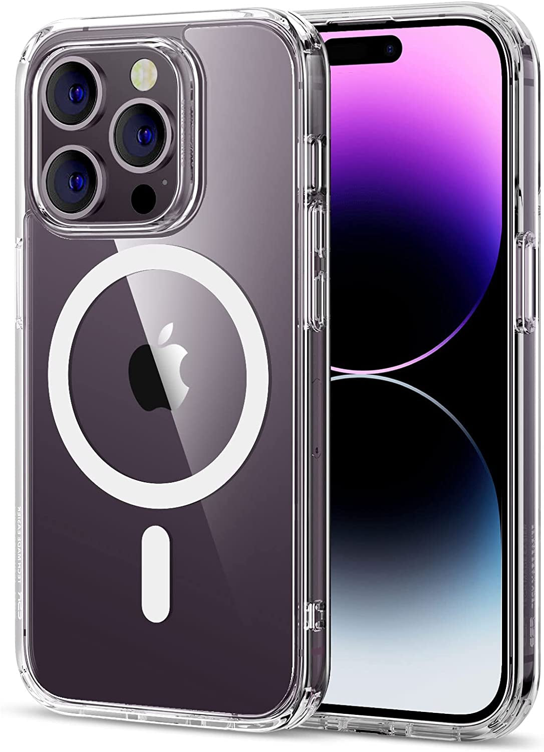 ESR for Iphone 14 Pro Max Case, Compatible with Magsafe, Shockproof Military-Grade Protection, Yellowing Resistant, Magnetic Case for Iphone 14 Pro Max, Classic Hybrid Case (Halolock), Clear Purple  Electronic Silk Road Corp Clear  