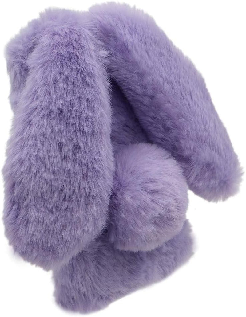 Compatible with Samsung Galaxy Note 20/Note 20 5G Case Rabbit Fur Ball Case Cute 3D Homemade Diamond Winter Warm Soft Furry Fluffy Fuzzy Bunny Ear Plush Purple Phone Case Cover for Girls Women Aearl  Areall   