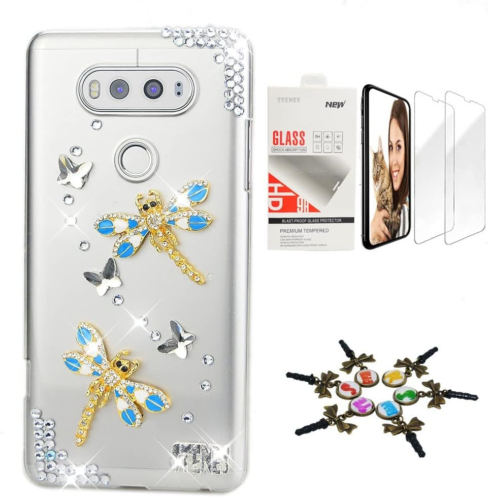STENES Bling Case Compatible with LG G6 / LG G6 plus - Stylish - 3D Handmade [Sparkle Series] Tropical Fish Mermaiddesign Cover with Screen Protector [2 Pack] - Blue  STENES Dragonfly / Green Design For Lg Stylo 3 