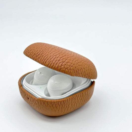 Cover Case for Samsung Galaxy Buds 2 Case，Galaxy Buds Pro Case Galaxy Buds Live Case,Genuine Leather Case Complete Protection against Scratches, Bumps, Anti-Shock and Anti-Slip Orange  Keminsung   