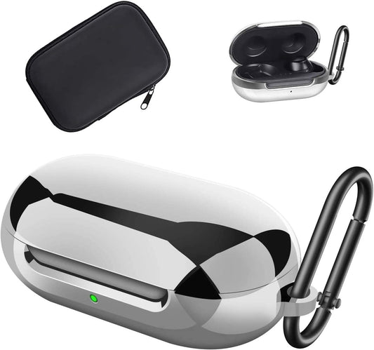 Aiiko Case for Galaxy Buds/Galaxy Buds+Plus 2020,Plated TPU Shockproof Protective Case Cover with Keychain and Carrying Box Accessories Compatible Samsung Galaxy Buds(Support Wireless Charging),Silver  AIIKO   