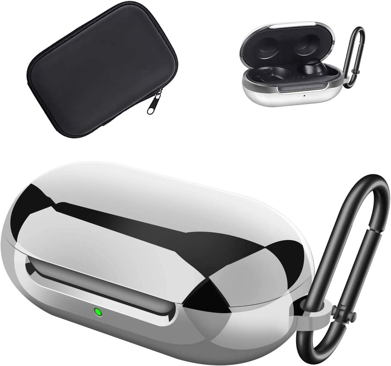 Aiiko Case for Galaxy Buds/Galaxy Buds+Plus 2020,Plated TPU Shockproof Protective Case Cover with Keychain and Carrying Box Accessories Compatible Samsung Galaxy Buds(Support Wireless Charging),Gold  Aiiko silver  