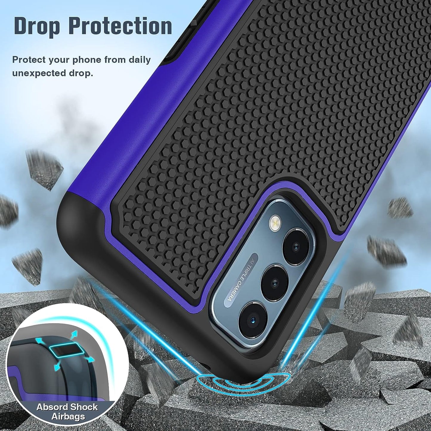 JXVM for Oneplus Nord N200 5G Case: Dual Layer Protective Heavy Duty Cell Phone Cover Shockproof Rugged with Non Slip Textured Back - Military Protection Bumper - 6.49Inch (Black Blue)  binghexin   