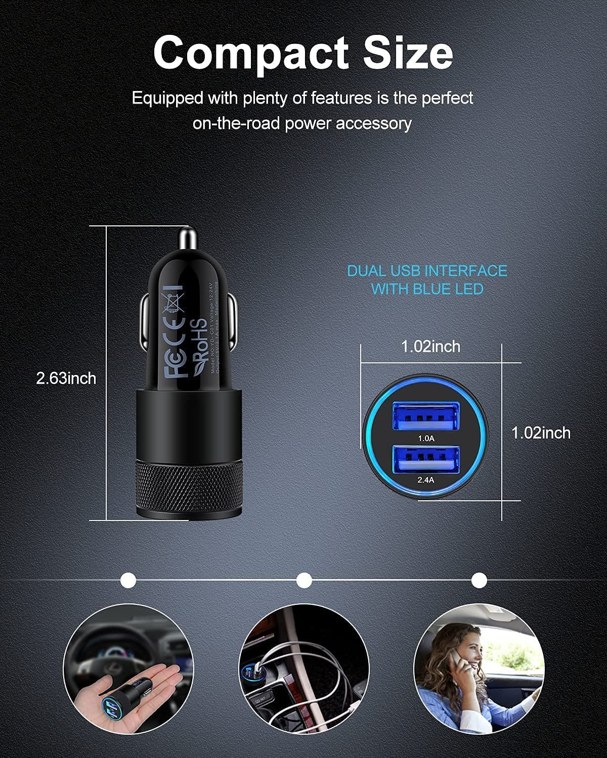 Car Charger, [2Pack/3.4A] Fast Charge Dual Port USB Cargador Carro Lighter Adapter for Iphone 14 13 12 11 Pro Max X XR XS 8 plus 6S, Ipad, Samsung Galaxy S22 S21 S10 plus S7 J7 S10E S9 Note 8, LG, GPS  Shenzhen Chuangqingchun Technology co. ltd   