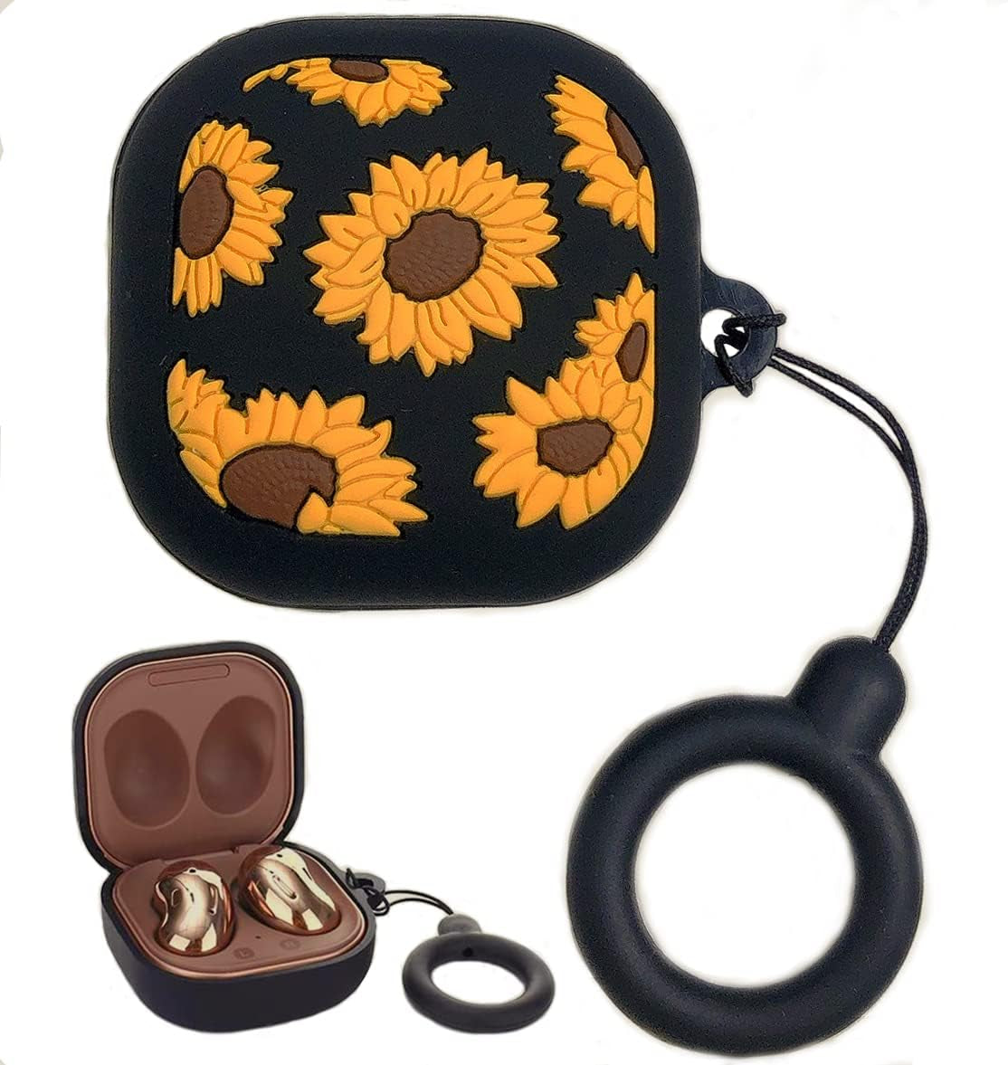 Case Compatible with Samsung Galaxy Buds 2 Case (2021)/ Galaxy Buds Pro (2021)/Galaxy Buds Live (2020)/Buds2 Pro Case (2022), Cartoon Anime Silicone Protective Cute Cover for Women Smart Donkey  KIRDEIVY Sunflower Galaxy Buds 2/Pro/Live 