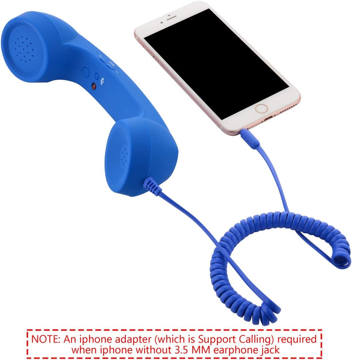 CM Vintage Retro Telephone Handset Cell Phone Receiver MIC Microphone for Cellphone Smartphone, 3.5 Mm Socket (Blue)  CM   