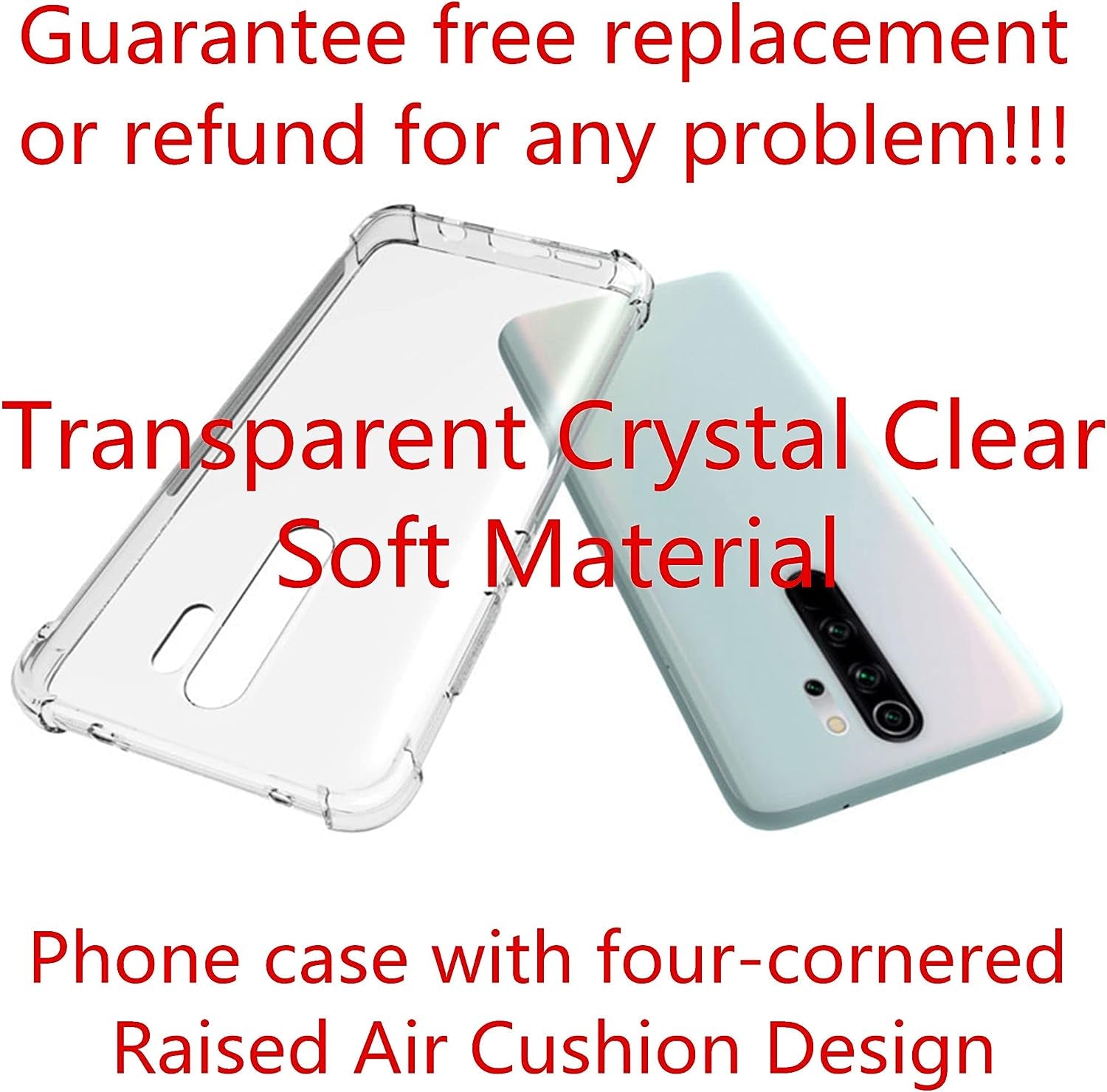 HUANGTAOLI Case Compatible with Xiaomi Redmi Note 8 Pro, Slim Soft TPU Shockproof Transparent Crystal Clear Phone Case Cover with Corner Bumper  HUANGTAOLI   