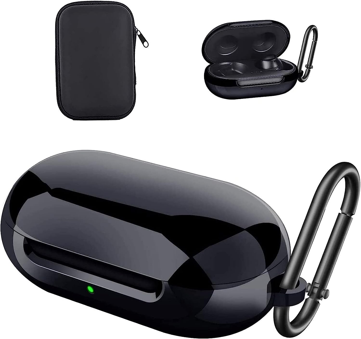 Aiiko Case for Galaxy Buds/Galaxy Buds+Plus 2020,Plated TPU Shockproof Protective Case Cover with Keychain and Carrying Box Accessories Compatible Samsung Galaxy Buds(Support Wireless Charging),Gold  Aiiko BLACK  