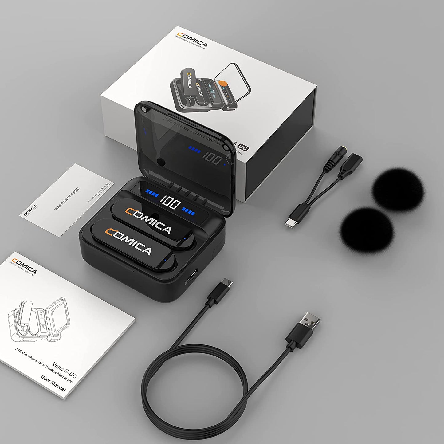 Comica Vimo S USB Wireless Microphone for Smartphone, Wireless Lavalier Microphone with Noise Reduction, 5HR Battery Life, Monitor, 656FT Range, Mic for PC Video Recording Vlog Live Streaming Youtube  comica   