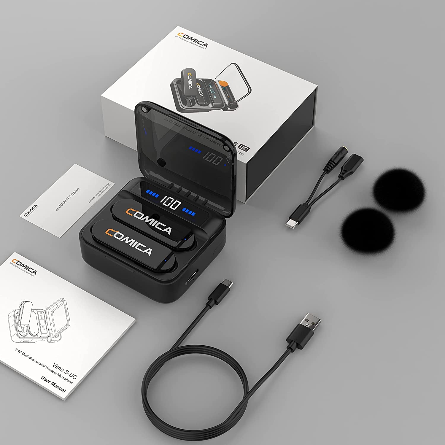 Comica Vimo S USB Wireless Microphone for Smartphone, Wireless Lavalier Microphone with Noise Reduction, 5HR Battery Life, Monitor, 656FT Range, Mic for PC Video Recording Vlog Live Streaming Youtube  comica   