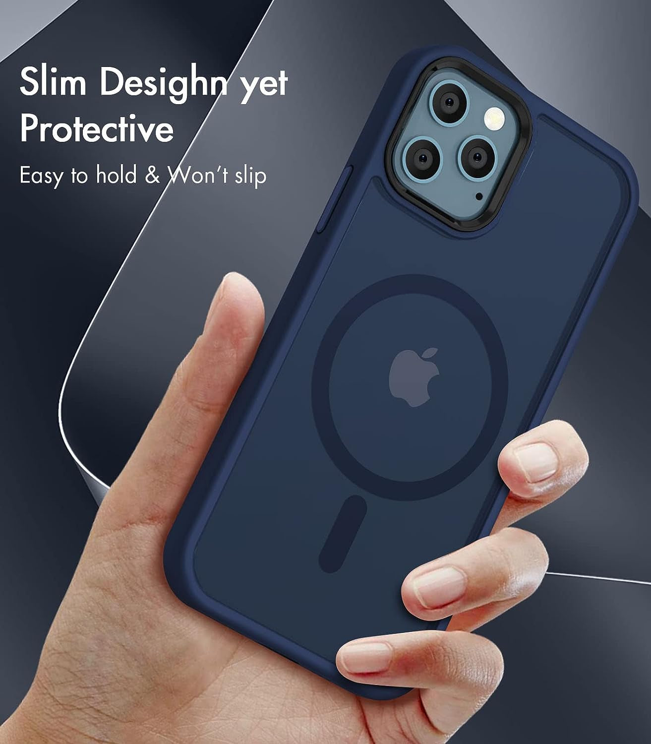 BOTOER 5 in 1 for Iphone 12 /Iphone 12 Pro Case,With 2 Pack Screen Protector + 2 Pack Camera Lens Protector, Ultra Thin Scratch Resistant Drop Mag-Safe Phone ,Blue  BOTOER   