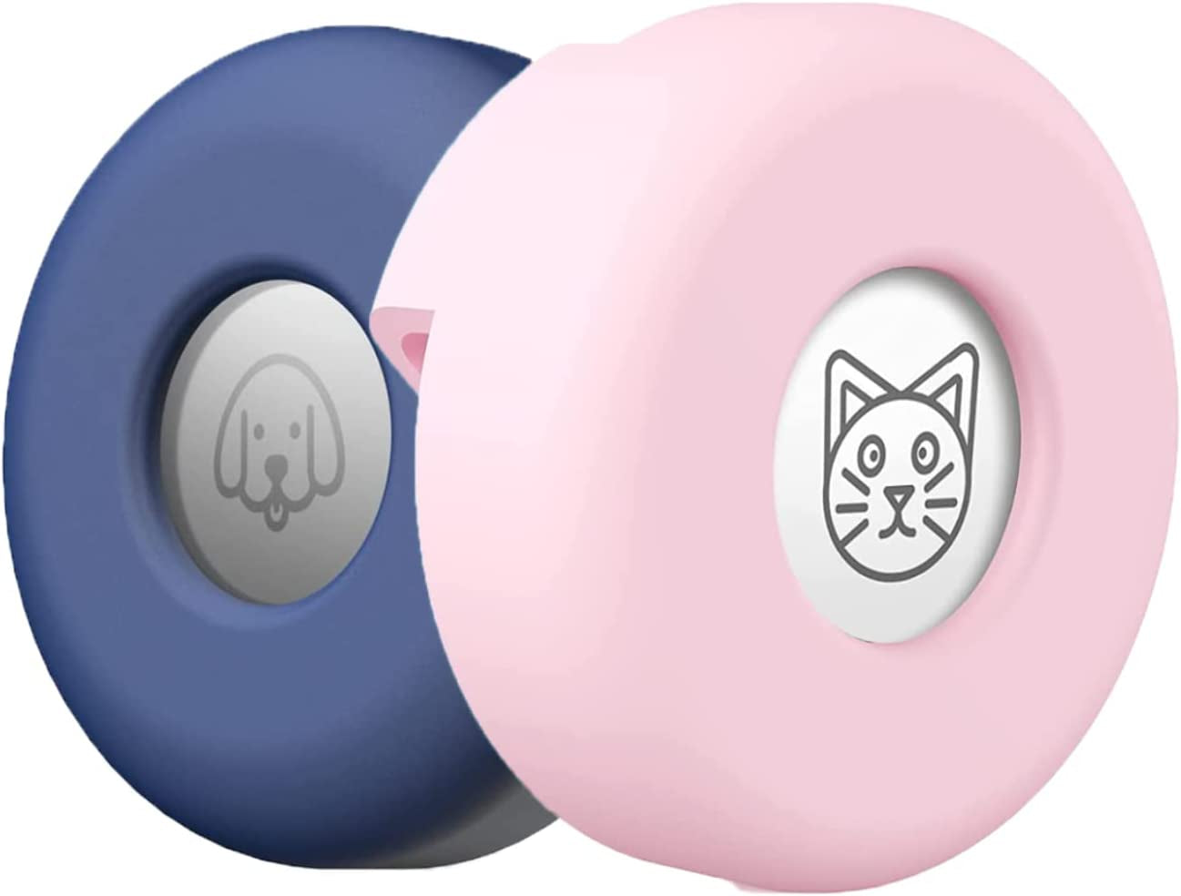 Airtag Dog Collar Holder (2-Pack) Easy to Clean Silicone, Anti-Lost GPS Air Tag Case, Compatible with Dog Cat Collars as Well as Backpacks and Purses, Shock Proof, Silicone Protective Cas (Black/Blue)  ADC Products Pink/Blue  