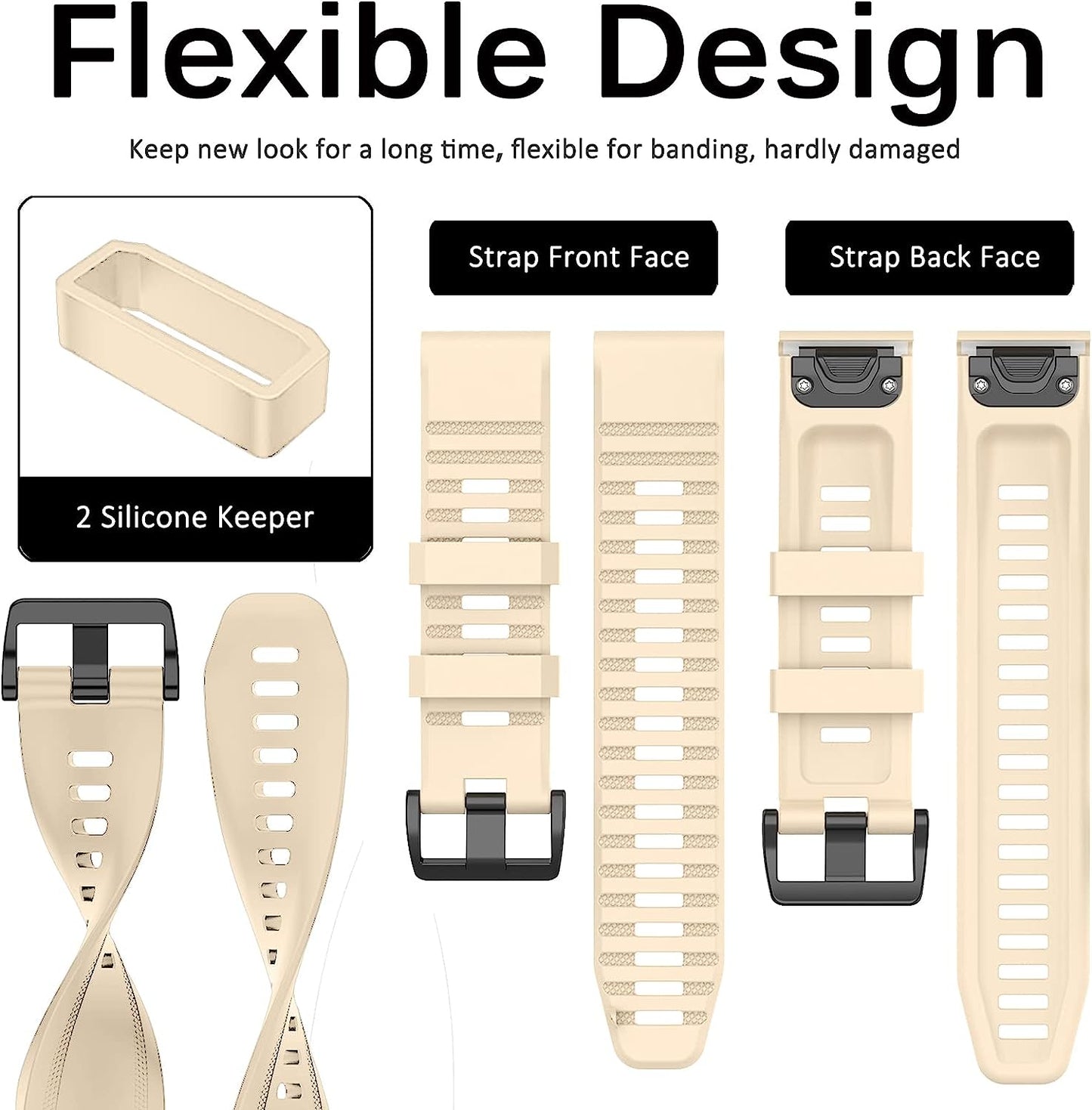 Miimall Compatible for Garmin Fenix 7S 20Mm Watch Band, Soft Silicone Strap Flexible Sport Women Man Easy-Fit Waterproof Replacement Band for Garmin Fenix 7S/7S Solar/7S Sapphire Solar/6S/5S(Cream)  Miimall   