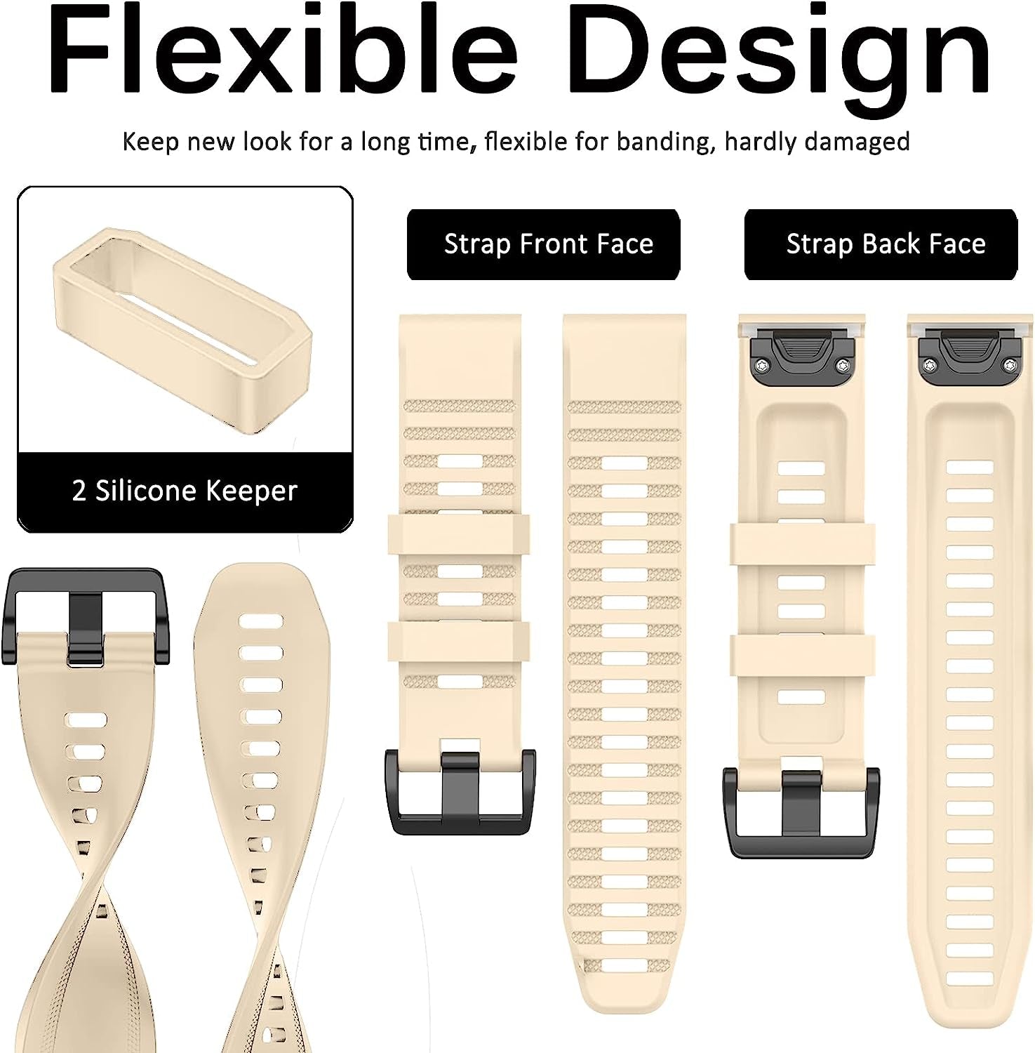 Miimall Compatible for Garmin Fenix 7S 20Mm Watch Band, Soft Silicone Strap Flexible Sport Women Man Easy-Fit Waterproof Replacement Band for Garmin Fenix 7S/7S Solar/7S Sapphire Solar/6S/5S(Cream)  Miimall   