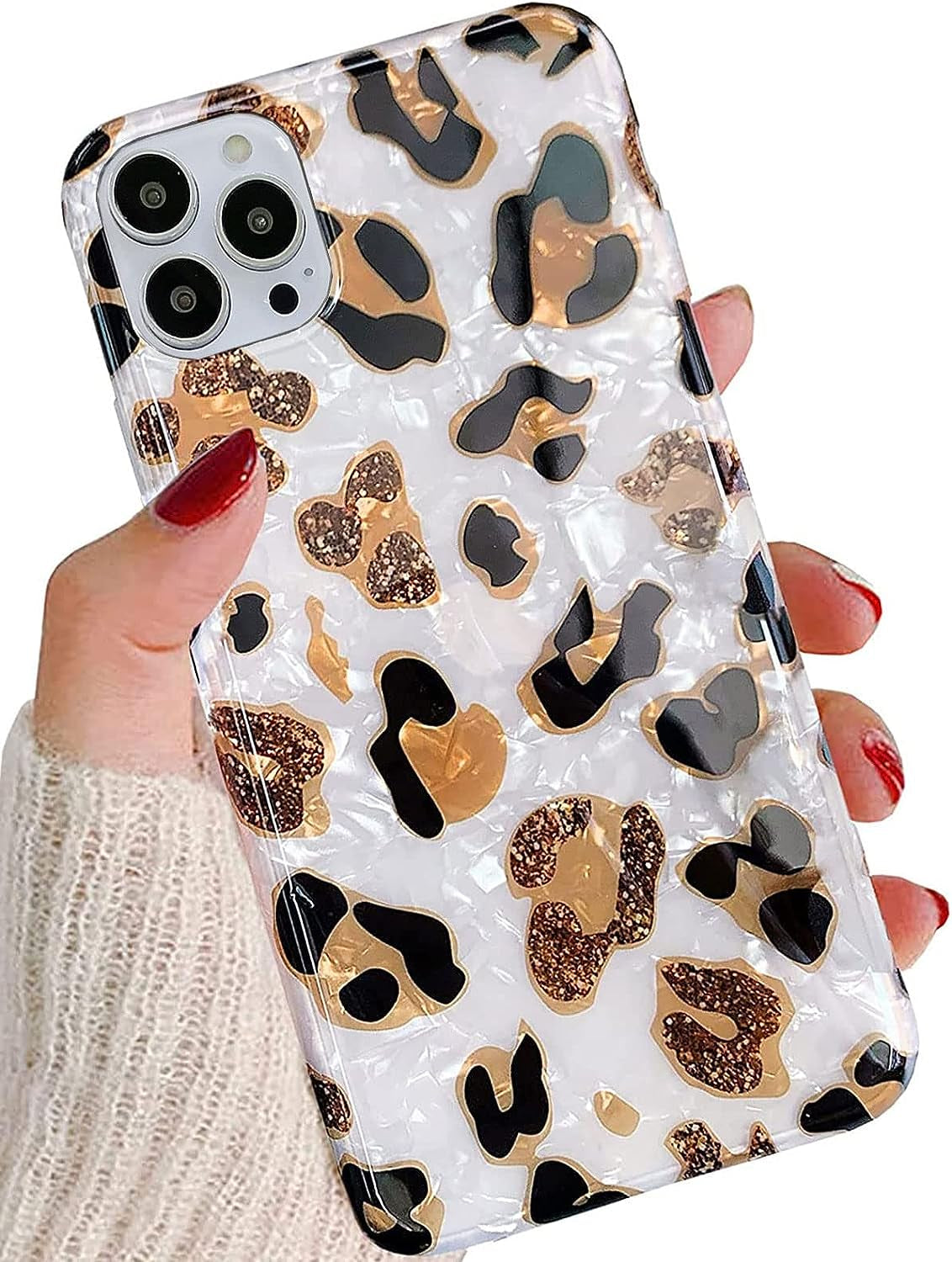 J.West Iphone 14 Pro Case, Luxury Sparkle Translucent Macaron Color, Clear Opal Pearly, Soft TPU Protective Cover  J.west Brown  