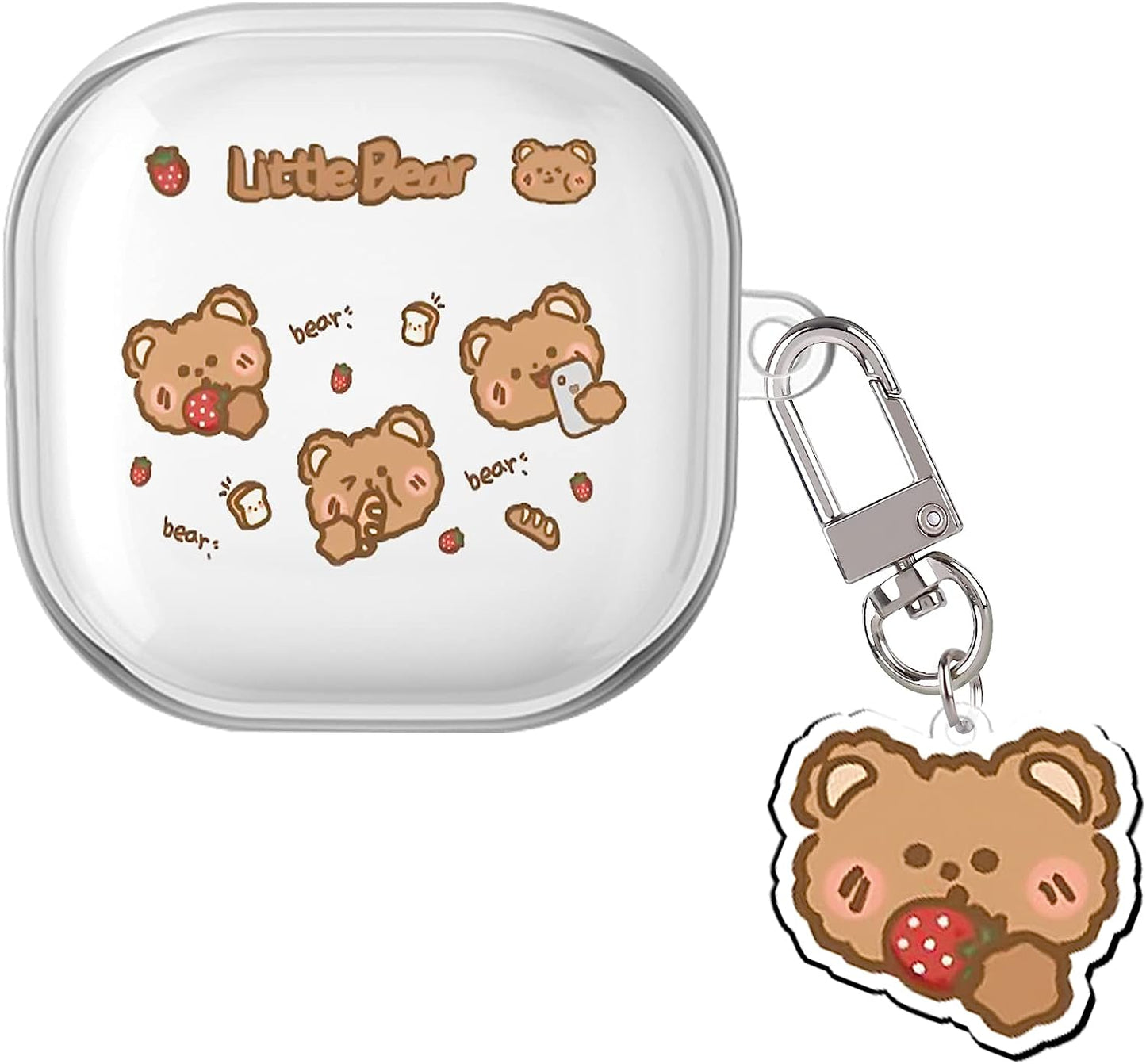 Cute Case for Samsung Galaxy Buds 2 Pro Case (2022) Buds 2 Case/Buds Pro Case/Buds Live Case with Cartoon Kawaii Anime Kulomi Pattern for Women Girls Kids Clear Soft Silicone Cover Skin  DiyGody Strawberry Bear  