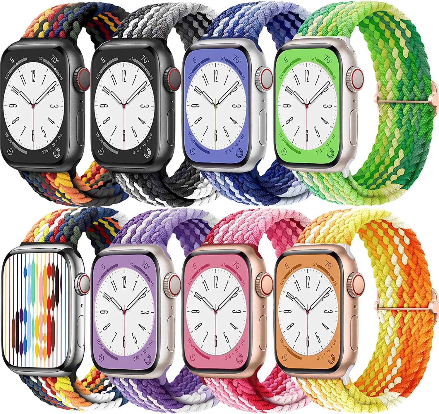 Braided for Apple Watch Band 45Mm 41Mm 40Mm 44Mm Iwatch Bands 38Mm 42Mm Men/Women,Solace Stretchy Sport Solo Loop Strap Wristband for Apple Watch Ultra 49Mm Series 8/7/6 5/4/3/2/1/SE 40 44 45 Mm  Wowstrap Camouflage/Rainbow/Multin B/S/G/Vitamin/grape 42mm 44mm 45mm 49mm 