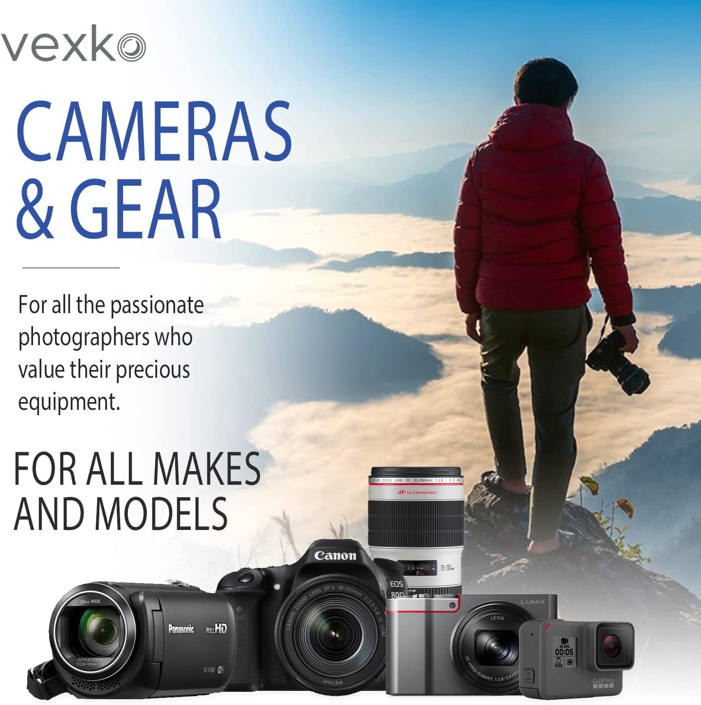 Vexko Camera Cleaning Kit for DSLR Cameras – Ideal Cleaner for Professional Camera, Sensor, Lens and LCD Screen. Compatible with Canon, Nikon, Sony, Pentax, Panasonic  Vexko   