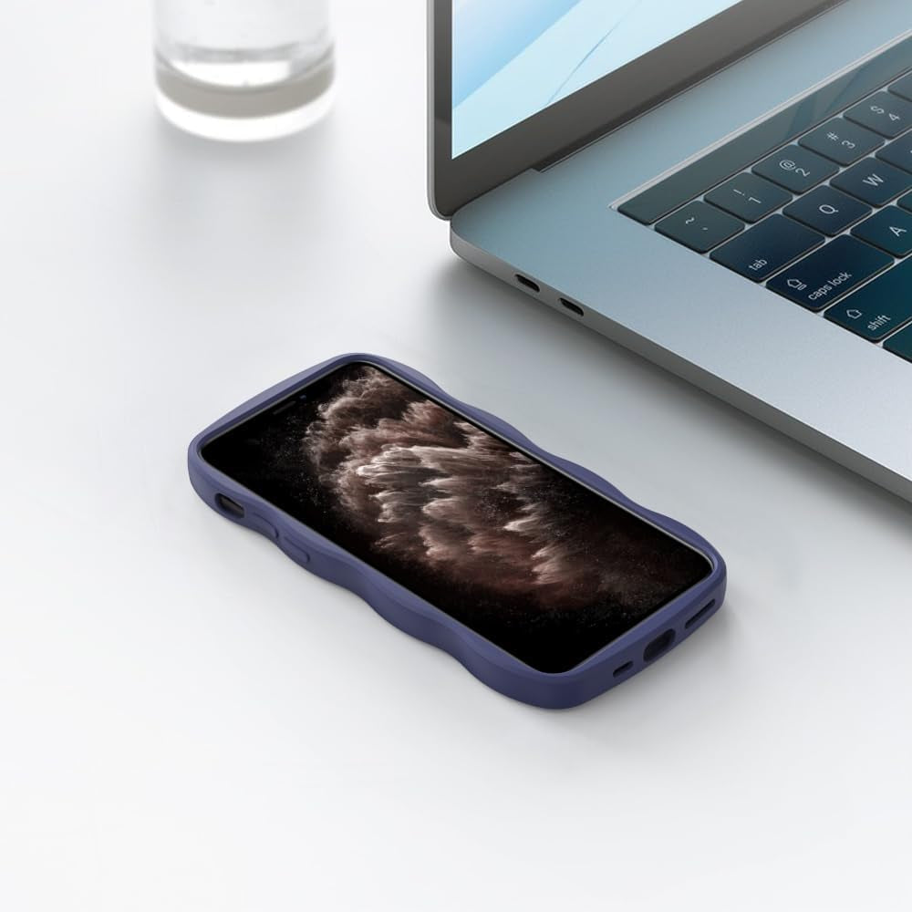 WOGROO Case for Iphone 11 Pro Case,Wave Curly Frame Design,Soft Flexible Tpu,Cute Wavy Solid Color Aesthetic Flashion Phone Case Shockproof Protective Case Cover 5.8" - Dark Purple  WOGROO   