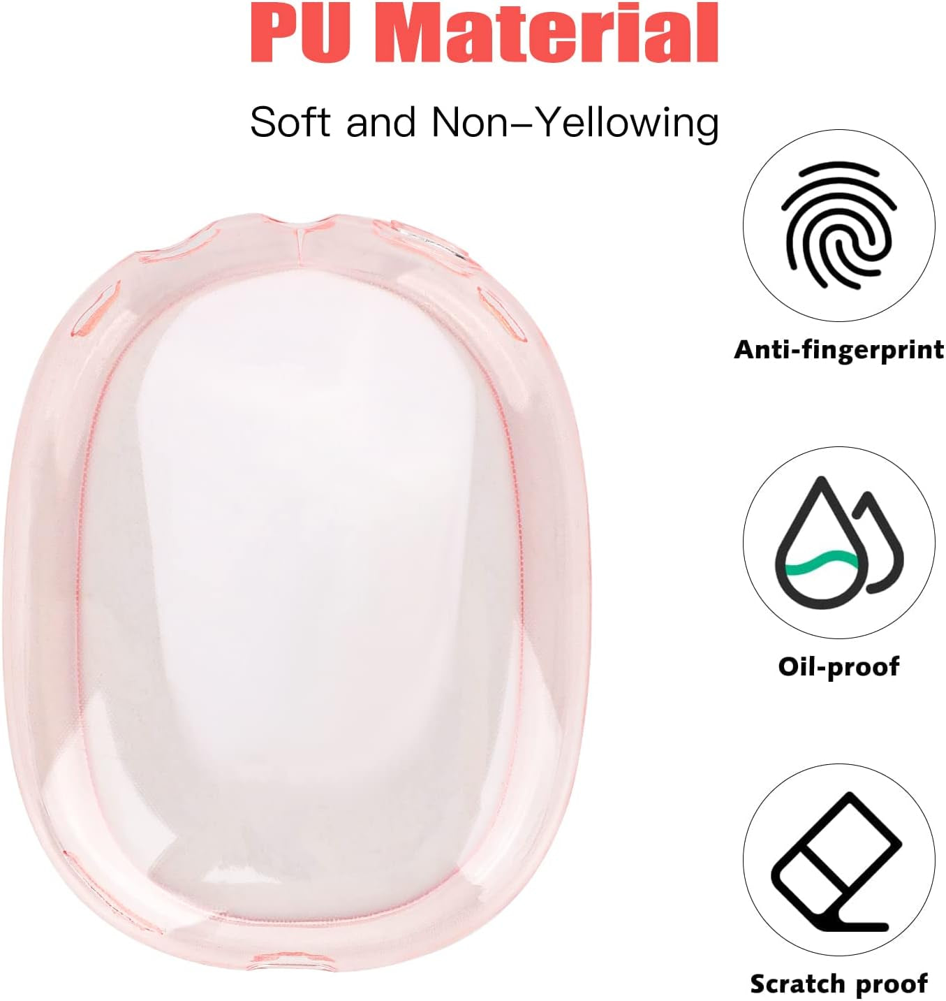 OOTSR Clear Case Cover for Airpods Max, Soft TPU Clear Anti-Scratch Protective Cover for Airpod Max,Transparent Accessories Skin Protector for Airpods Max Headphones（Pink）  OOTSR   