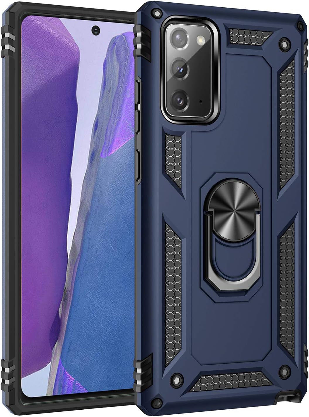 Meifei Galaxy Note 20 Case, Samsung Galaxy Note 20 Case, Military Grade 360 Degree Rotating Metal Ring Holder Kickstand Protective Phone Cover Case for Samsung Galaxy Note 20 5G, Green  Meifei Blue  