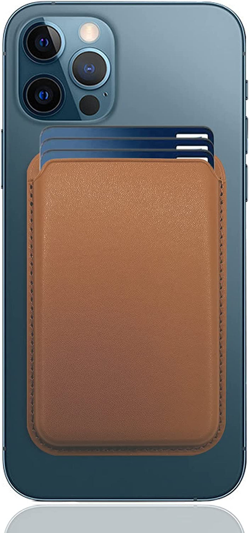 [2 Pack] Magnetic Card Holder Wallet for Iphone 14/13/12 Series with Magsafe, Leather Wallet for Iphone 14 Pro/Pro Max/Plus/14, Mag-Safe Wallet for Iphone 13 Pro/Pro Max/Mini/13/12 Series, Black Blue  iLodn UmberBrown  