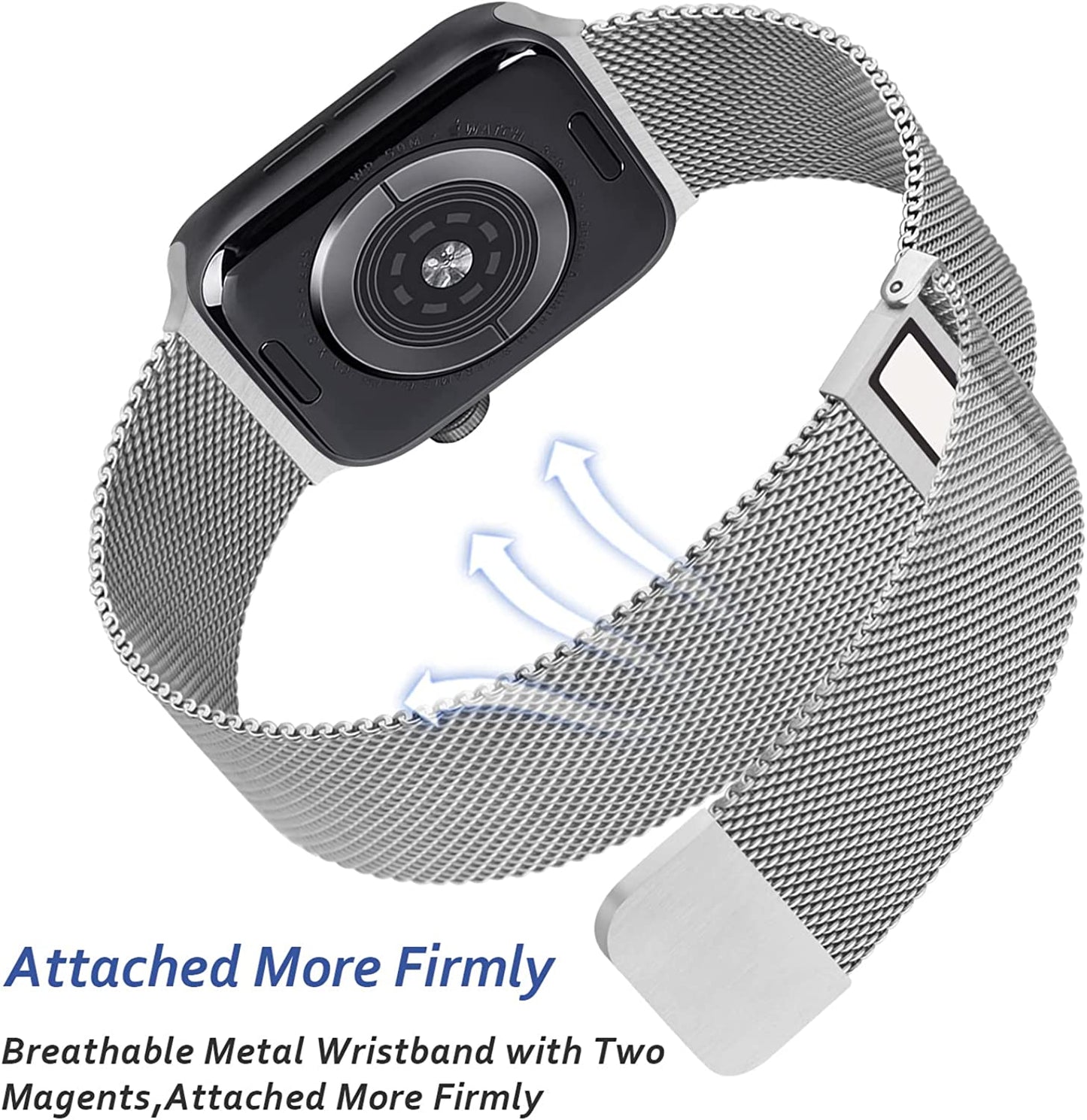 [2 PACK] Metal Stainless Steel Bands Compatible with Apple Watch Bands Series 8 7 6 5 4 3 2 1 SE 41Mm 40Mm 38Mm 42Mm 44Mm 45Mm, Mesh Loop Magnetic Milanese Strap for Iwatch Bands Women Men  Amzpas   