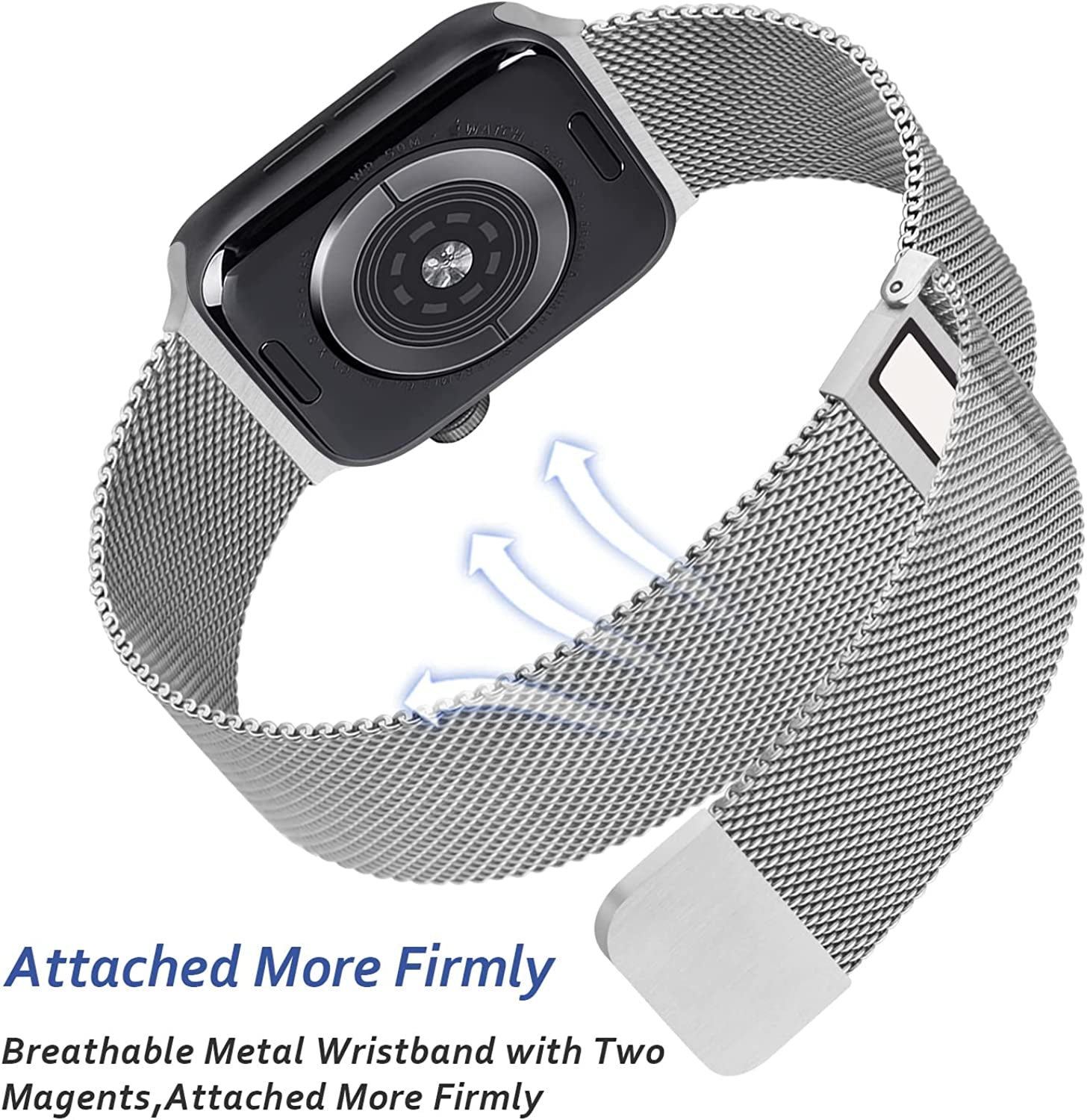 [2 PACK] Metal Stainless Steel Bands Compatible with Apple Watch Bands Series 8 7 6 5 4 3 2 1 SE 41Mm 40Mm 38Mm 42Mm 44Mm 45Mm, Mesh Loop Magnetic Milanese Strap for Iwatch Bands Women Men  Amzpas   