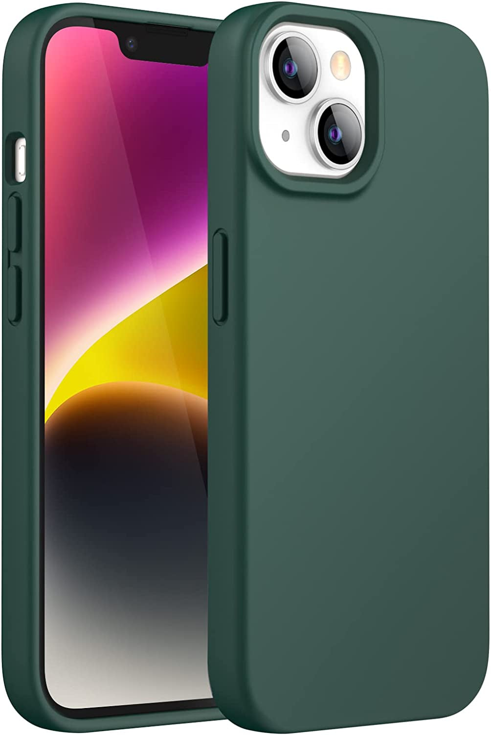 Jetech Silicone Case for Iphone 14 6.1-Inch, Silky-Soft Touch Full-Body Protective Phone Case, Shockproof Cover with Microfiber Lining (Navy)  JETech Midnight Green  