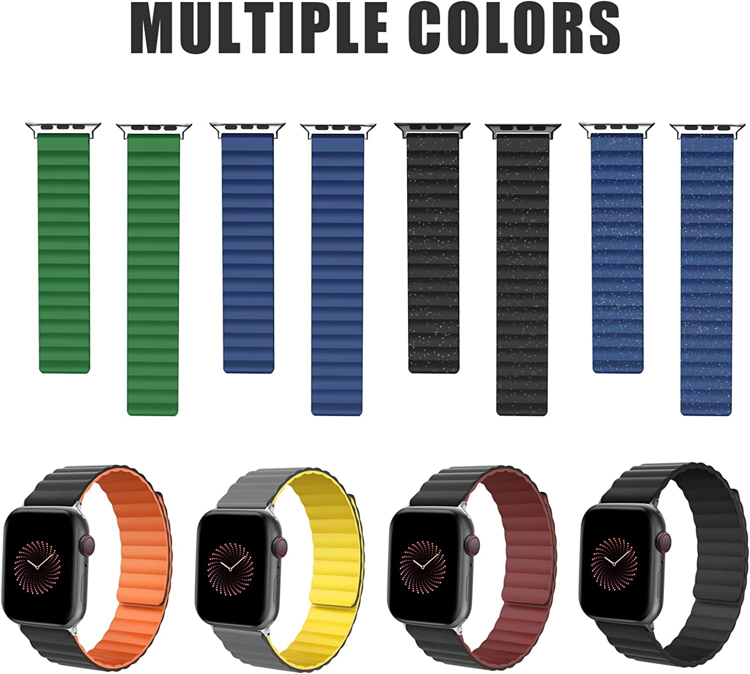 ALTOUMAN Compatible with Apple Watch Band 38Mm 40Mm 41Mm 42Mm 44Mm 45Mm, Compatible for Iwatch Series 7/6/5/4/3/2/1/SE, Magnetic Bands Compatible for Apple Watch Bands for Women Men, Black  ALTOUMAN   