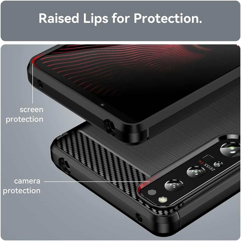 EVUNNBC for Sony Xperia 1 IV, Sony Xperia 1 IV Case Flexible TPU Shock-Absorption Military Grade Drop Protection Slim Fit Phone Cover for Sony Xperia 1 IV (Black)  LuckyMi   